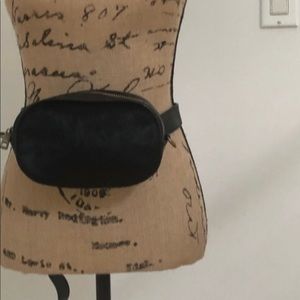 Black pony & leather belt/cross body bag